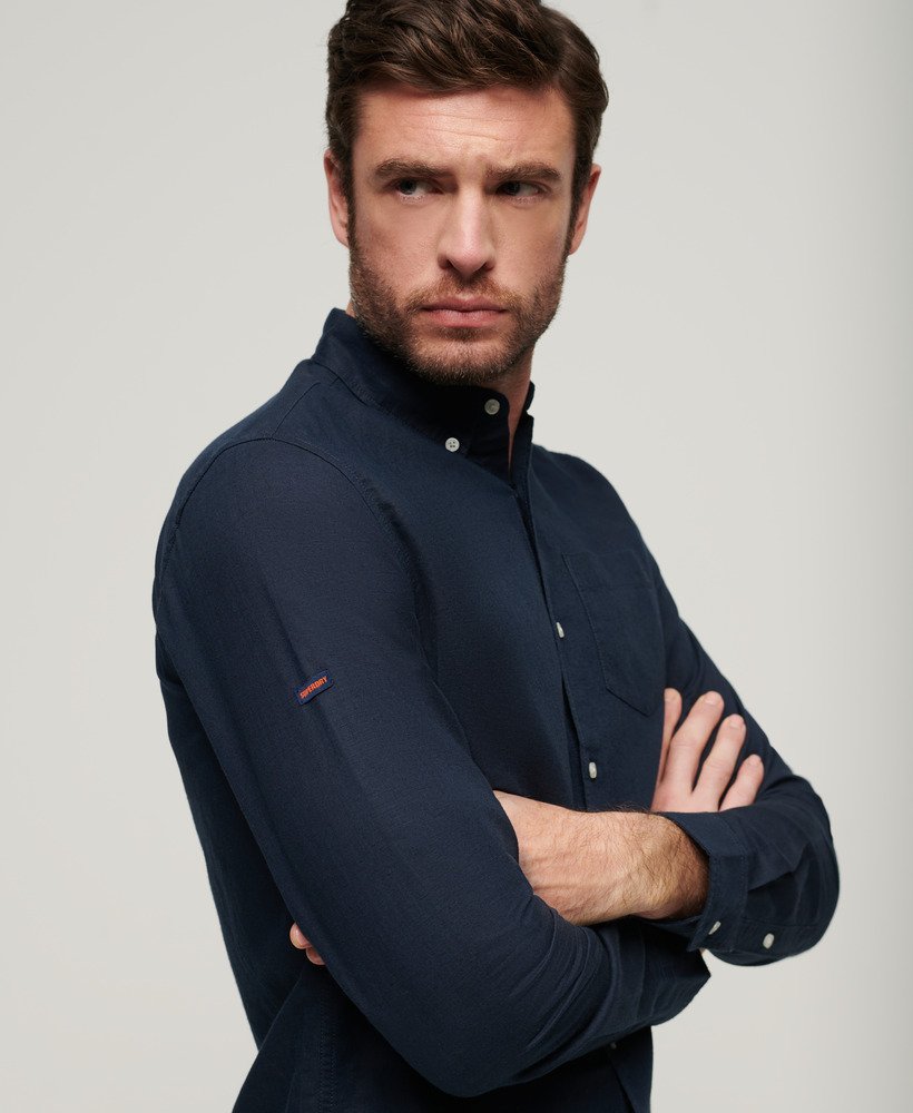 koszula lniana z guzikami organic cotton studios w kolorze eclipse navy