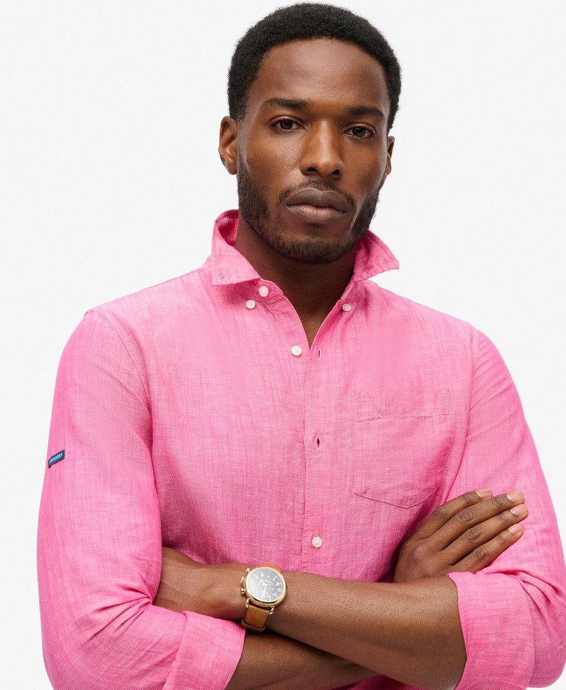 koszula lniana z guzikami organic cotton studios w kolorze vibe pink