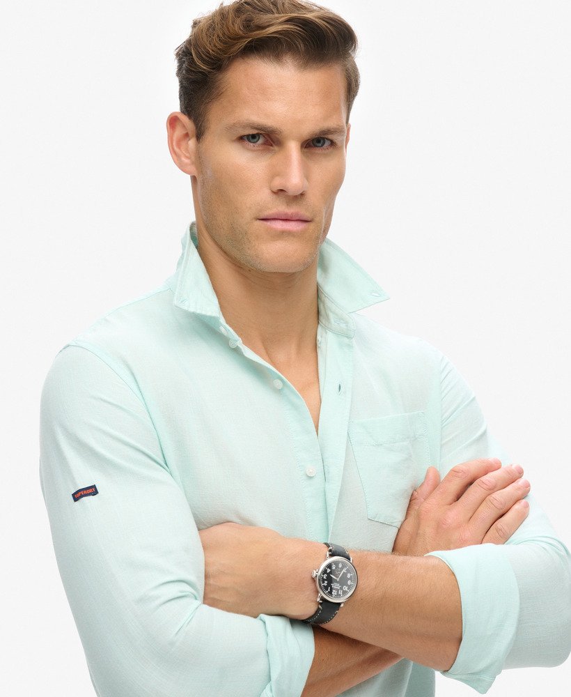 koszula lniana z guzikami organic cotton studios w kolorze niebieskim