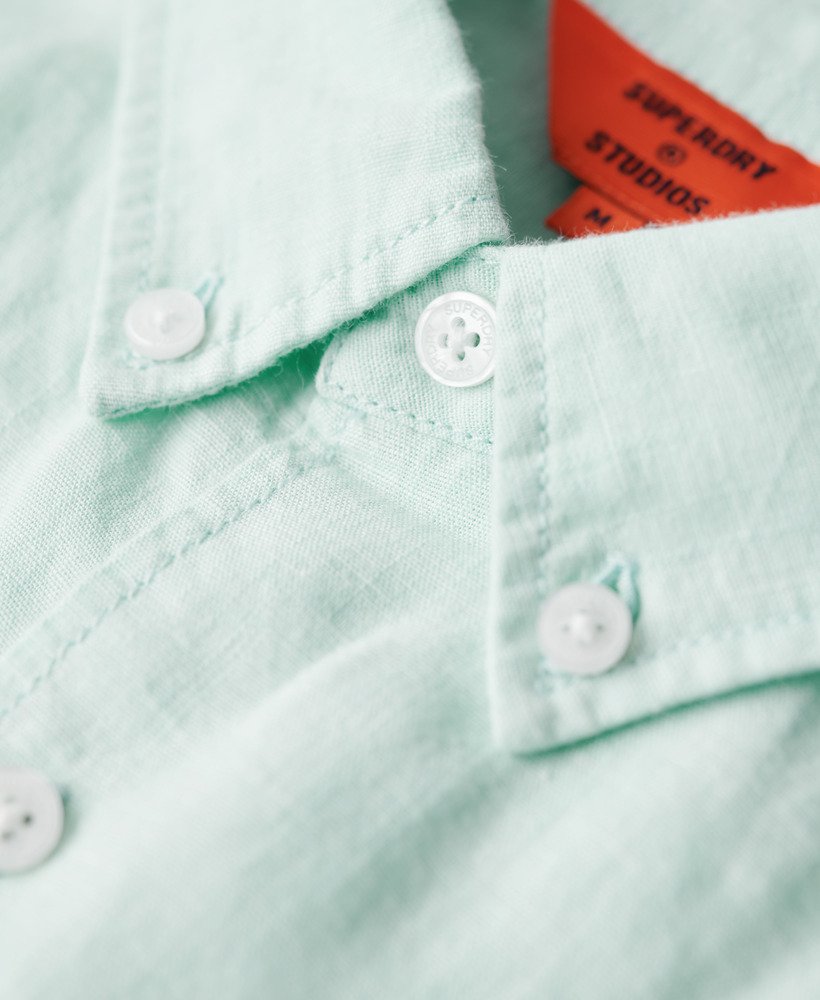 koszula lniana z guzikami organic cotton studios w kolorze niebieskim