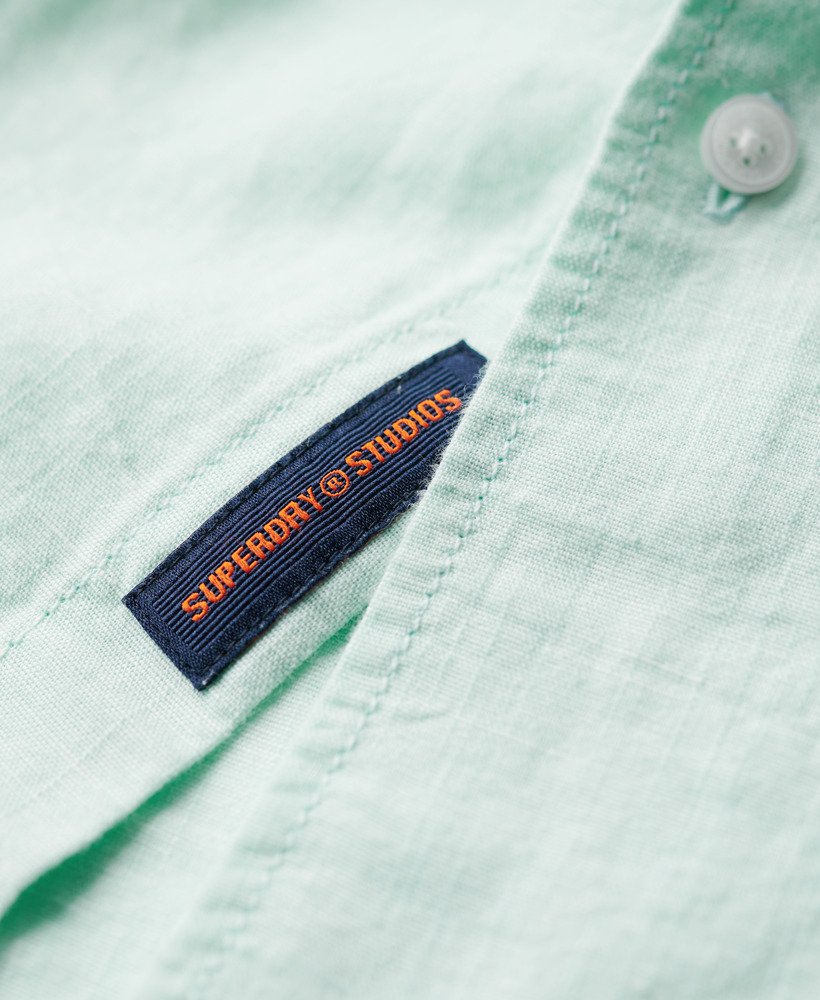 koszula lniana z guzikami organic cotton studios w kolorze niebieskim