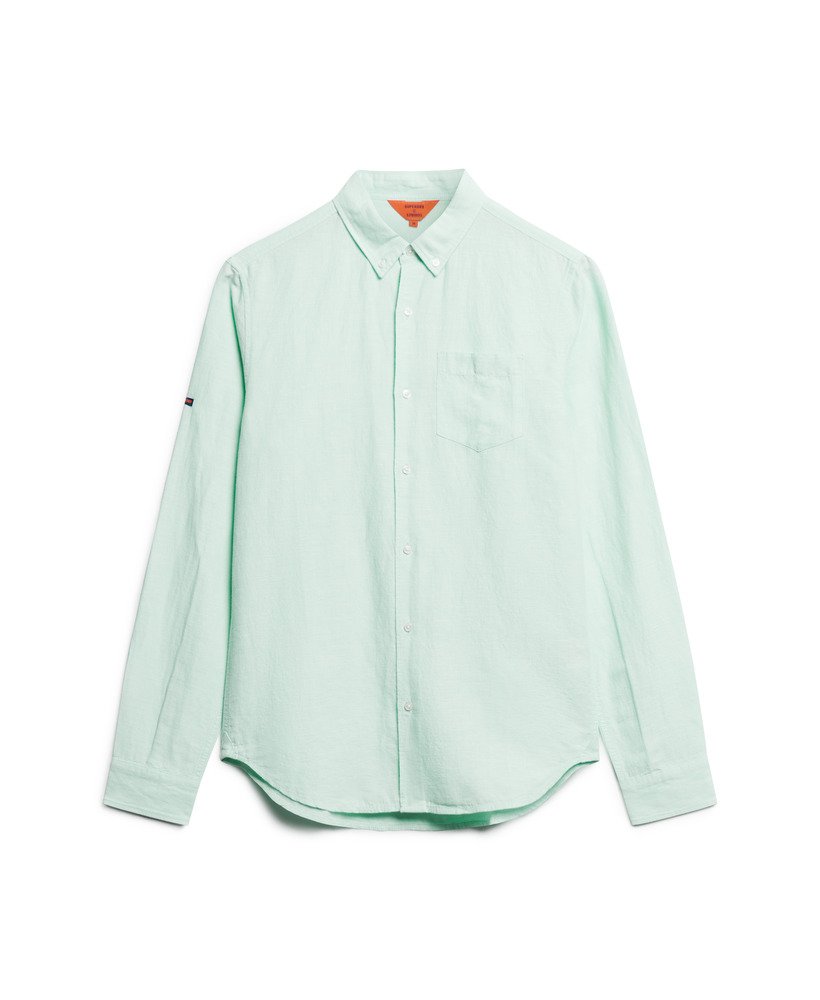 koszula lniana z guzikami organic cotton studios w kolorze niebieskim