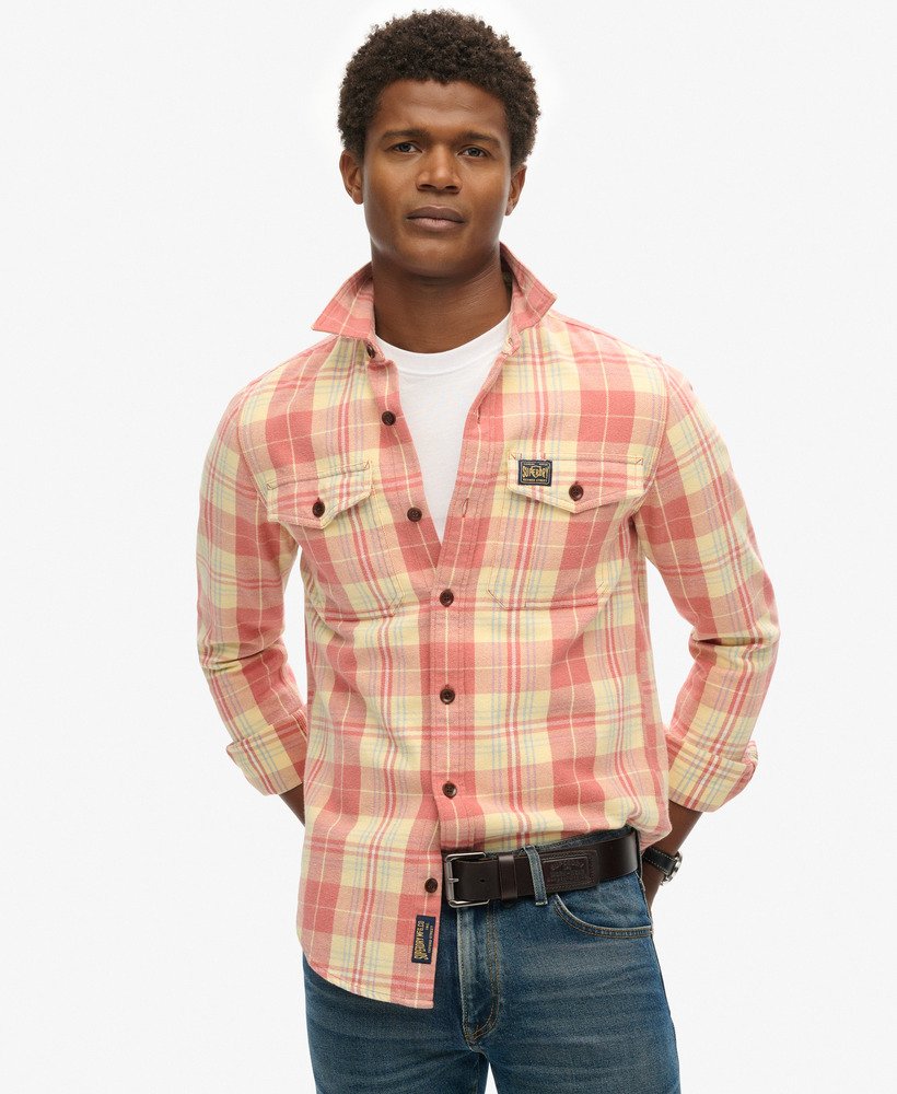koszula robocza z bawełny organicznej w kratkę w kolorze ranch clay orange check