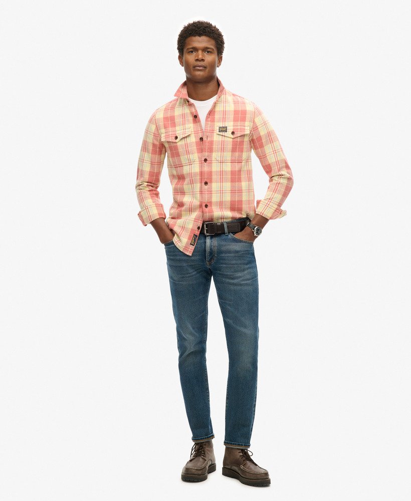 koszula robocza z bawełny organicznej w kratkę w kolorze ranch clay orange check