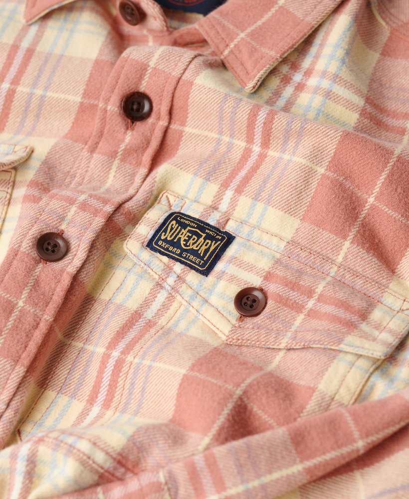 koszula robocza z bawełny organicznej w kratkę w kolorze ranch clay orange check