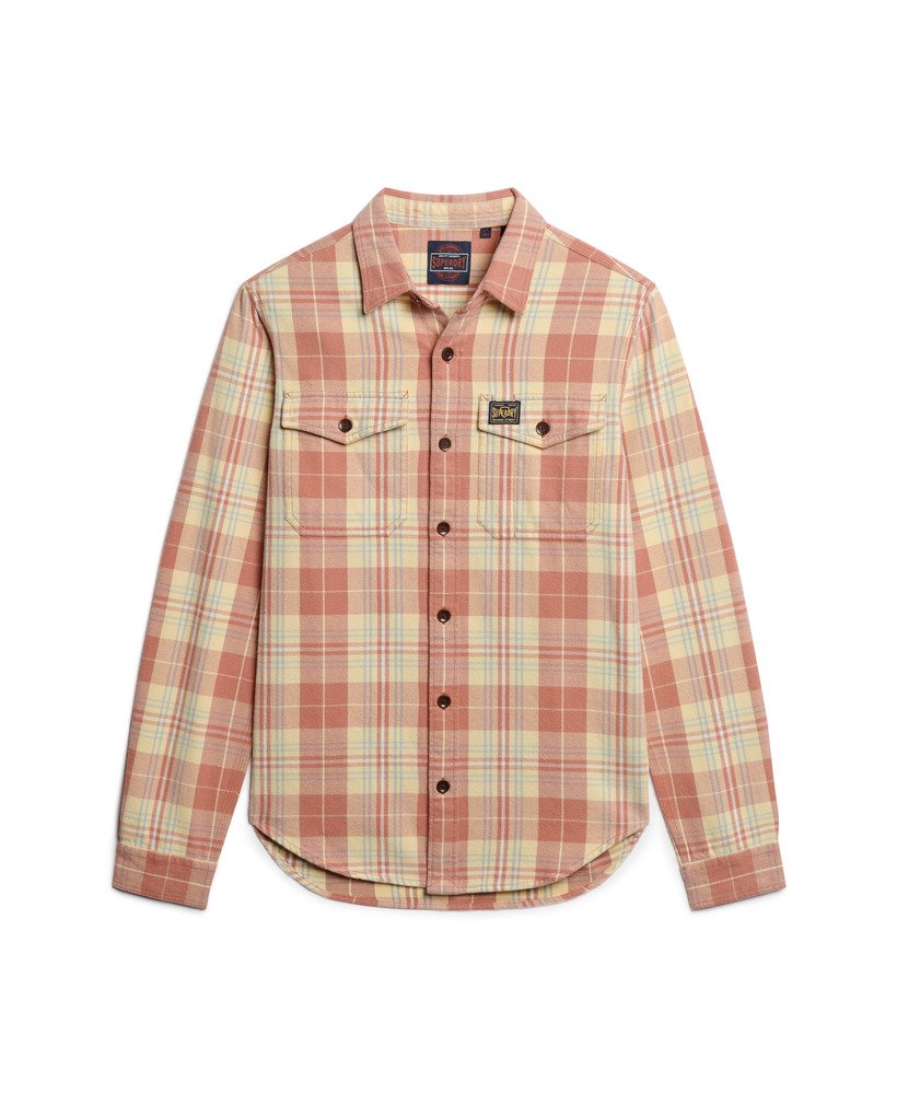 koszula robocza z bawełny organicznej w kratkę w kolorze ranch clay orange check