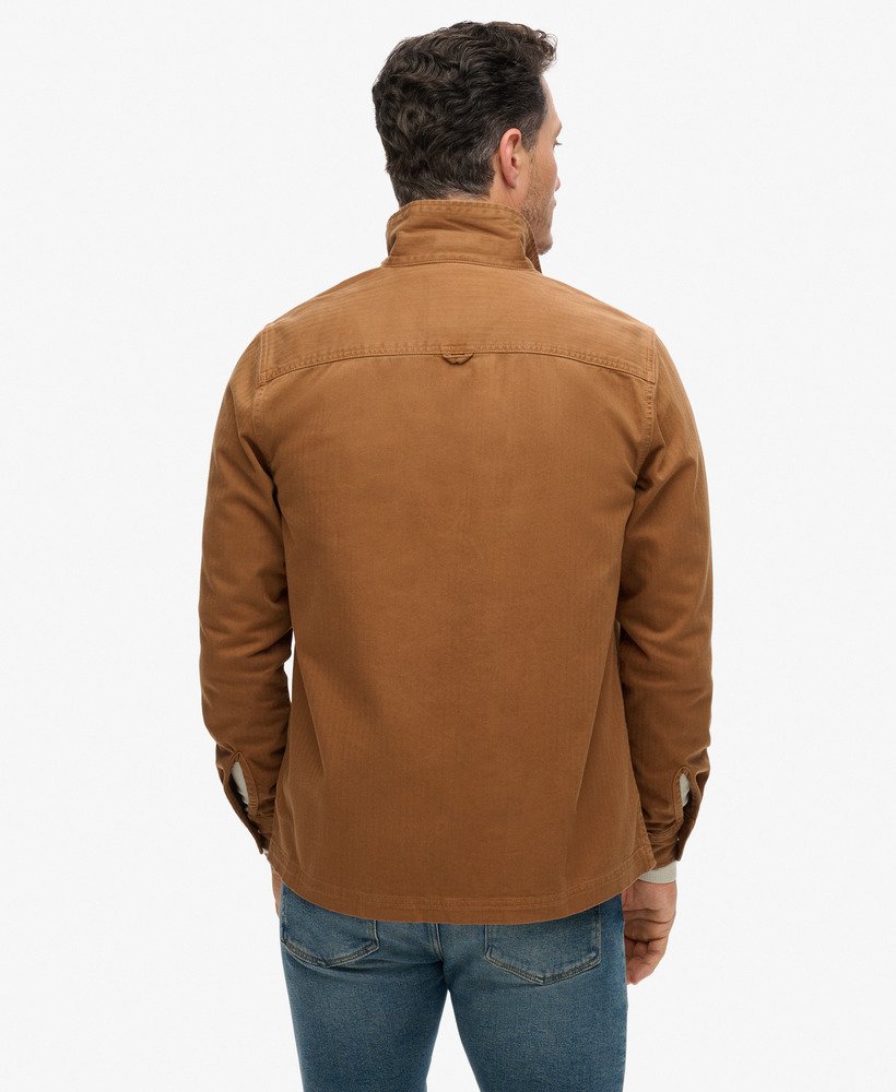 sklep handlowy – koszula wierzchnia w jodełkę w kolorze denim co tobacco brown