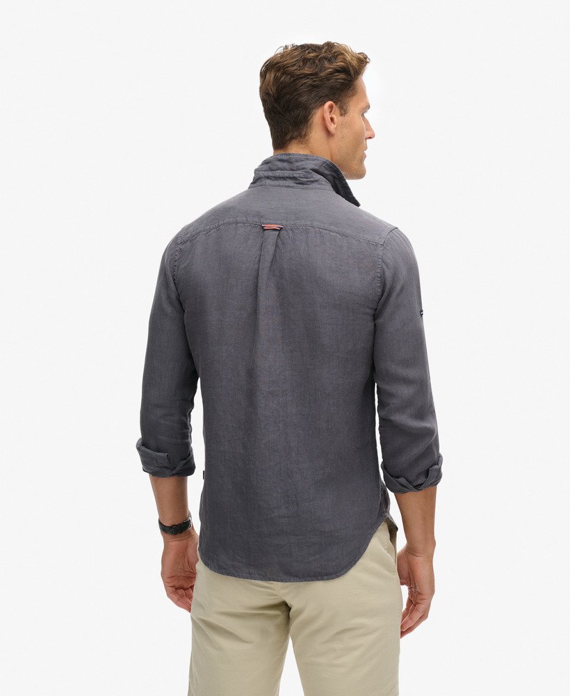koszula lniana z długim rękawem w swobodnym stylu w kolorze castlerock grey