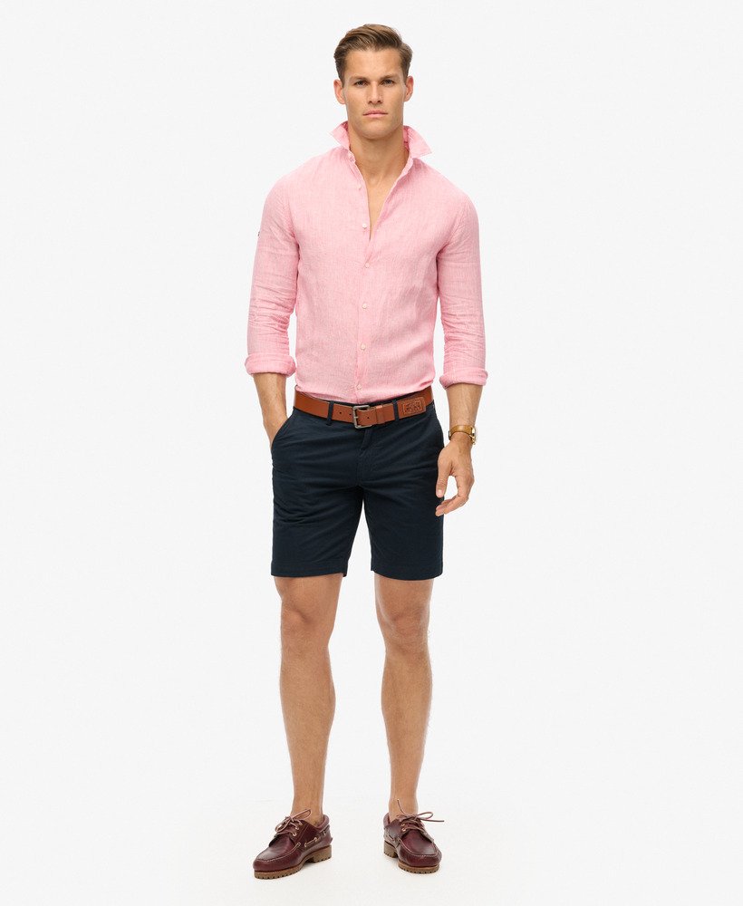 koszula lniana z długim rękawem w stylu casual w różowe paski new house