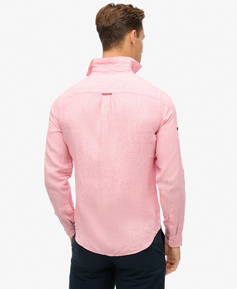 koszula lniana z długim rękawem w stylu casual w różowe paski new house
