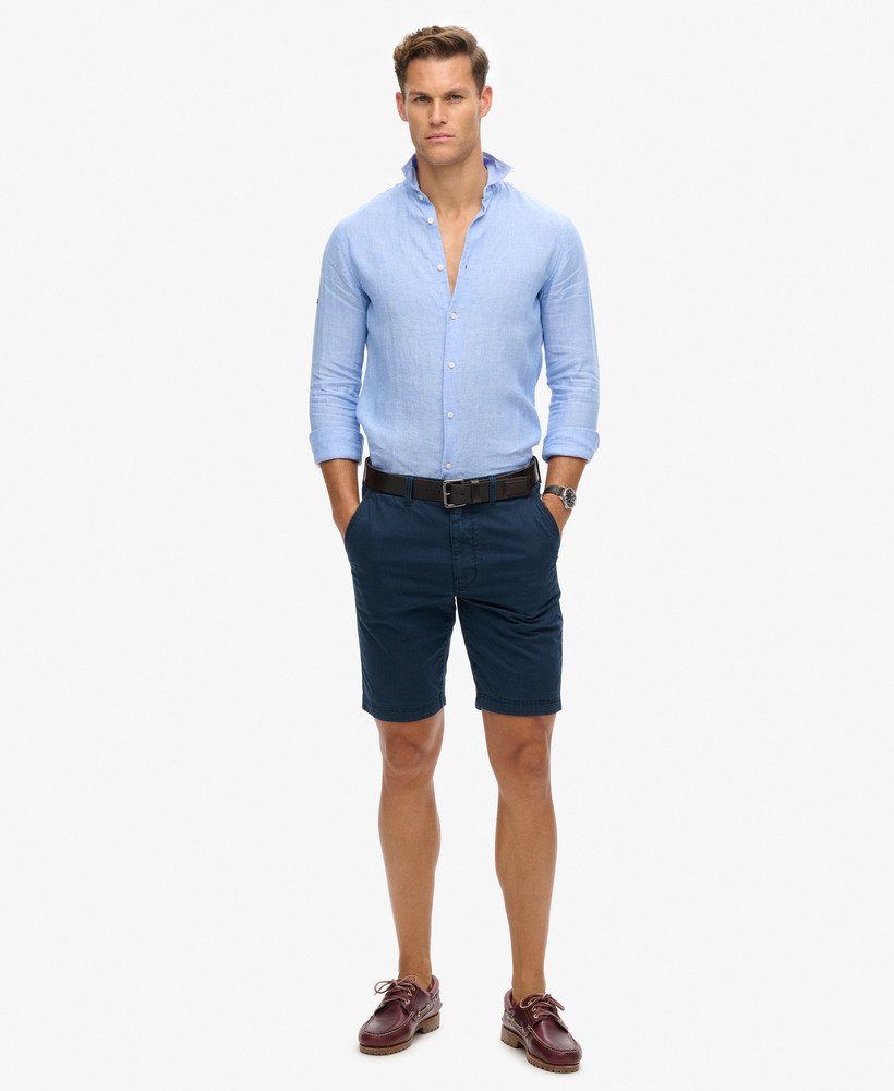 koszula lniana z długim rękawem w stylu casual w kolorze jasnoniebieskim