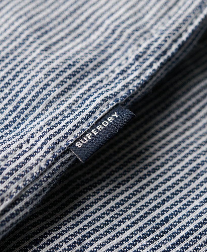 koszula lniana studios casual w granatowe paski twill