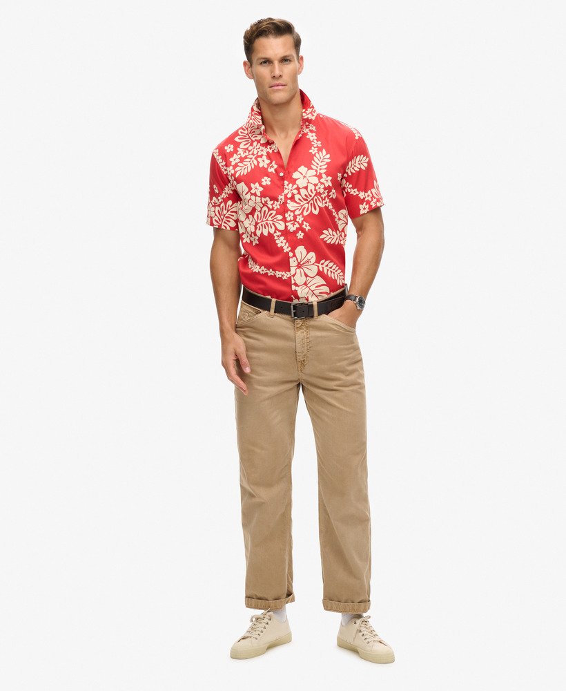koszula hawajska w kolorze surf school red