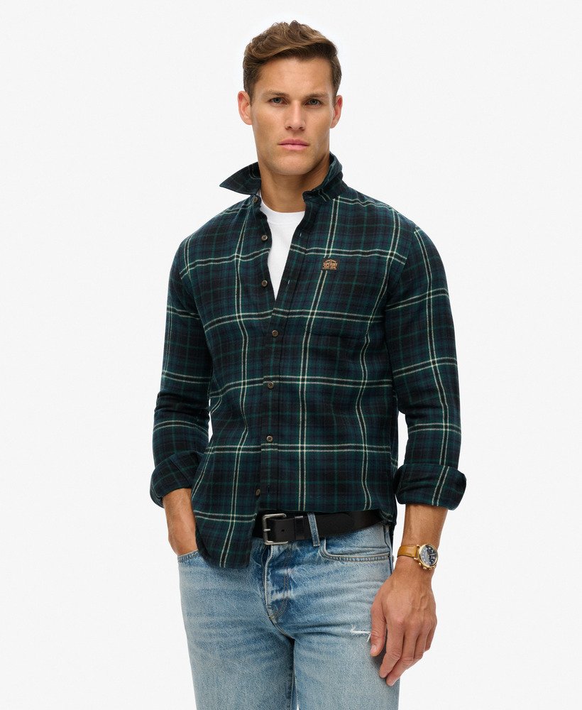koszula w kratkę drwala z bawełny organicznej w kolorze frontier check navy