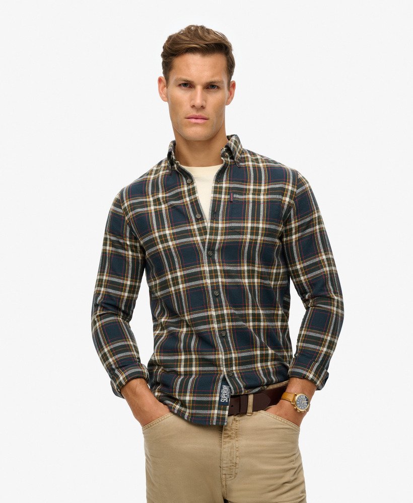 koszula vintage w kratkę z bawełny organicznej w kolorze bryce check navy