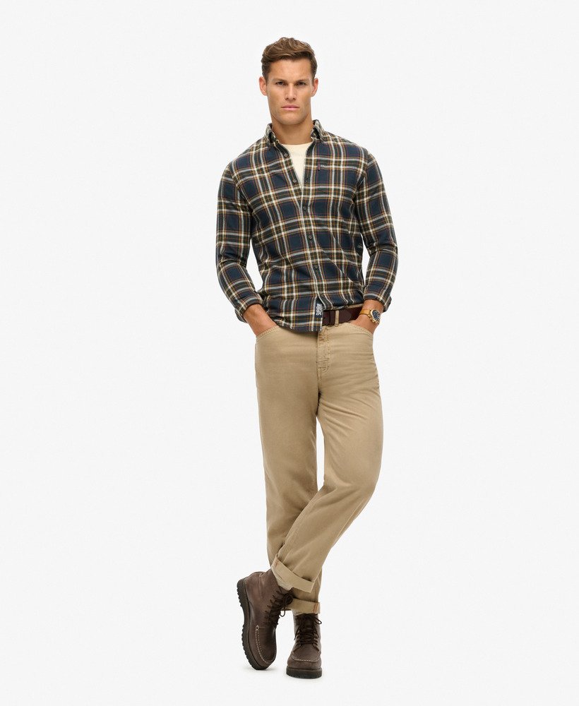 koszula vintage w kratkę z bawełny organicznej w kolorze bryce check navy