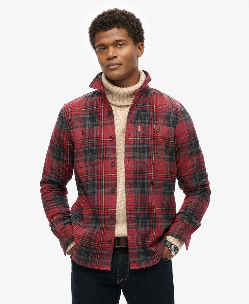 koszula wierzchnia w kratkę w stylu vintage w kolorze czerwonym boseman check
