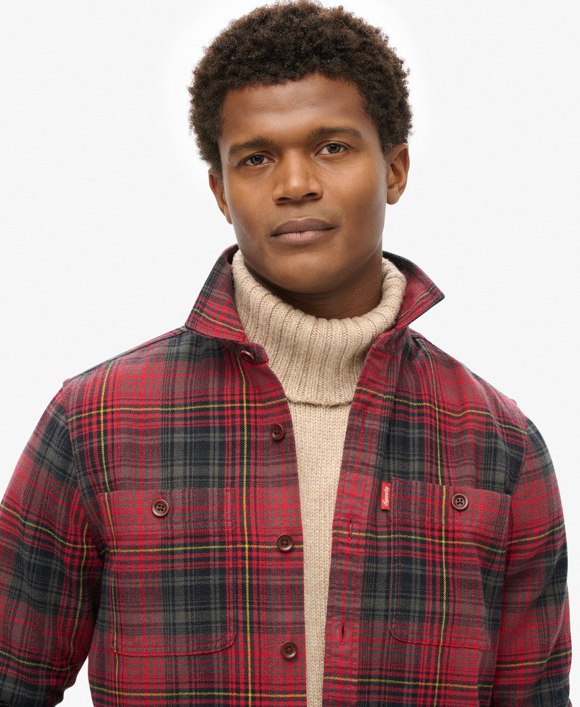 koszula wierzchnia w kratkę w stylu vintage w kolorze czerwonym boseman check