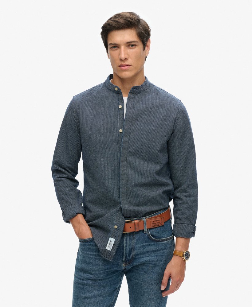 the merchant store - koszula indigo grandad w paski indygo