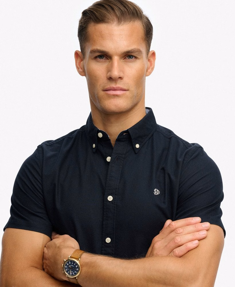 Koszula z krótkim rękawem w stylu preppy Oxford