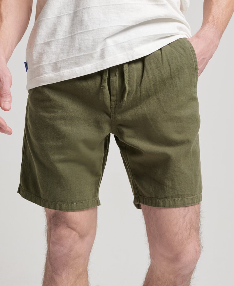 szorty vintage overdyed w kolorze oliwkowym khaki