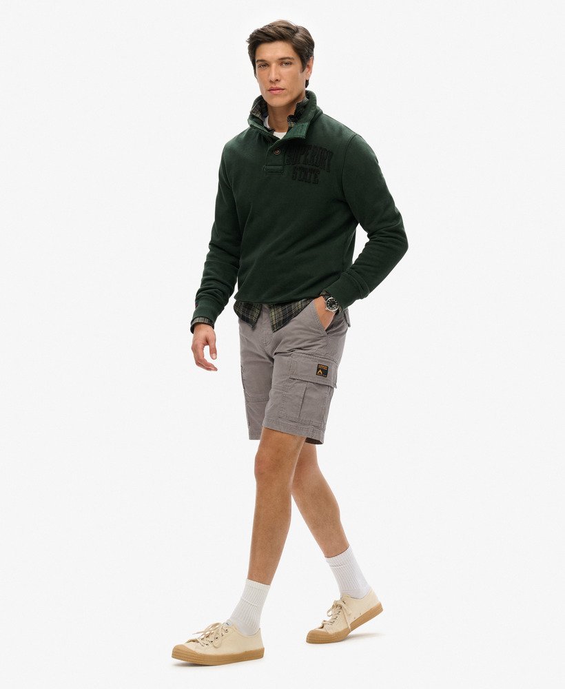 spodenki cargo z grubej bawełny organicznej w kolorze navy grey