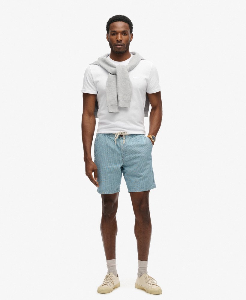 szorty bermudzkie indigo w spranym kolorze indygo chalk stripe