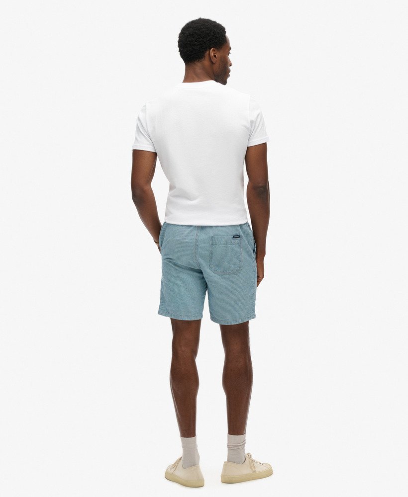 szorty bermudzkie indigo w spranym kolorze indygo chalk stripe