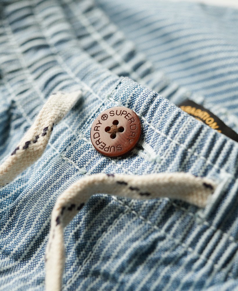 szorty bermudzkie indigo w spranym kolorze indygo chalk stripe