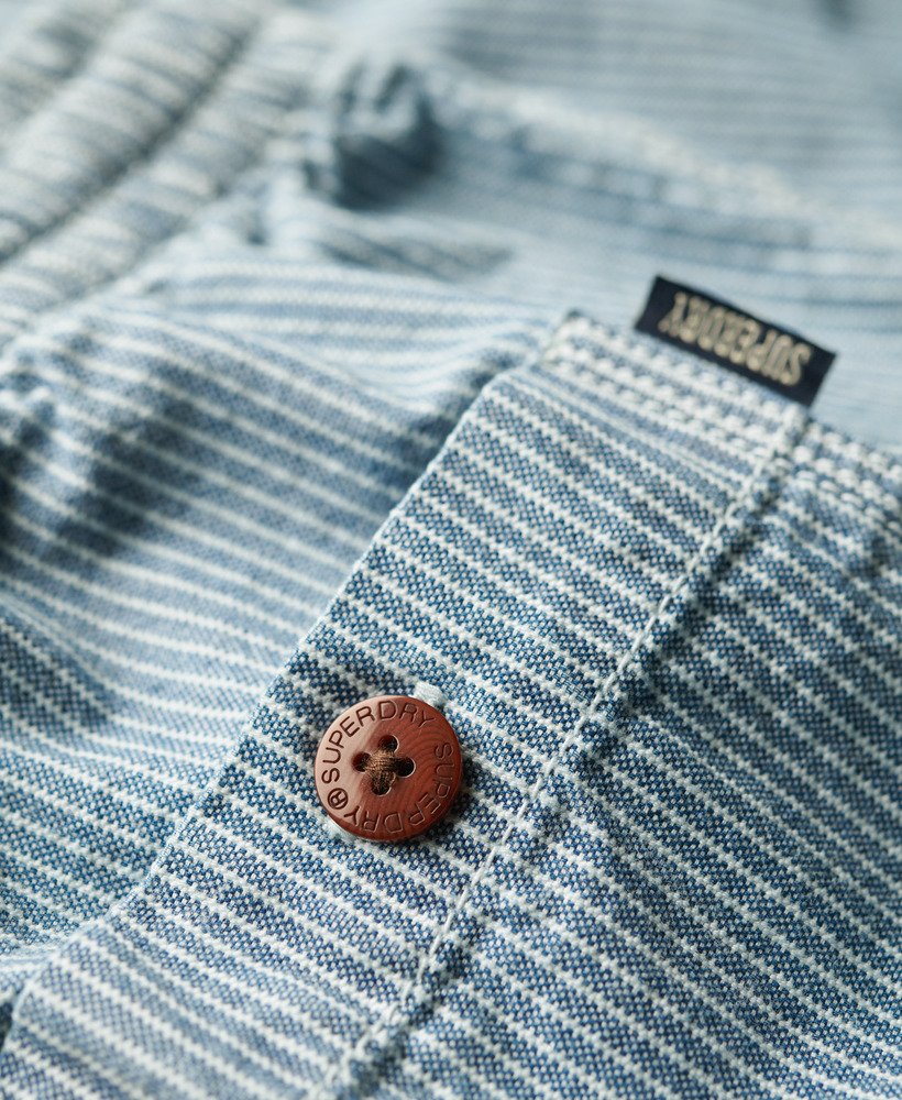 szorty bermudzkie indigo w spranym kolorze indygo chalk stripe