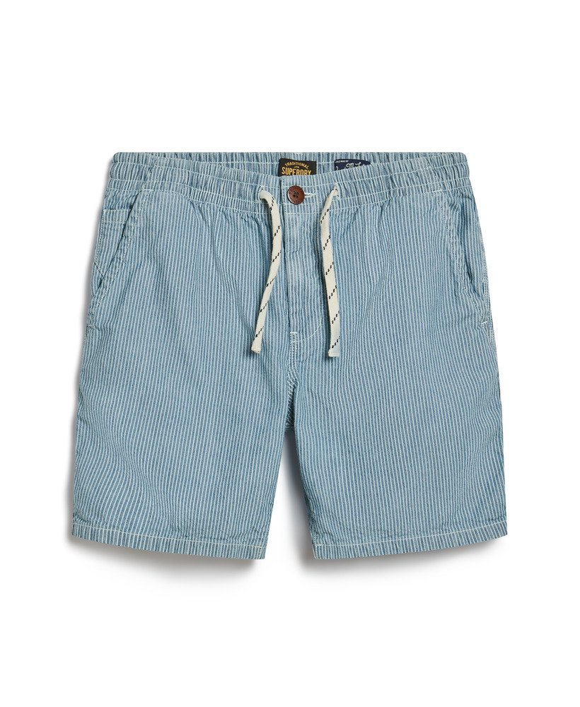 szorty bermudzkie indigo w spranym kolorze indygo chalk stripe