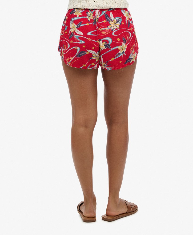 szorty plażowe w stylu vintage z nadrukiem w kolorze red lily aop
