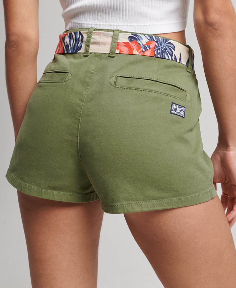 szorty chino vintage z bawełny organicznej w kolorze oliwkowo-khaki