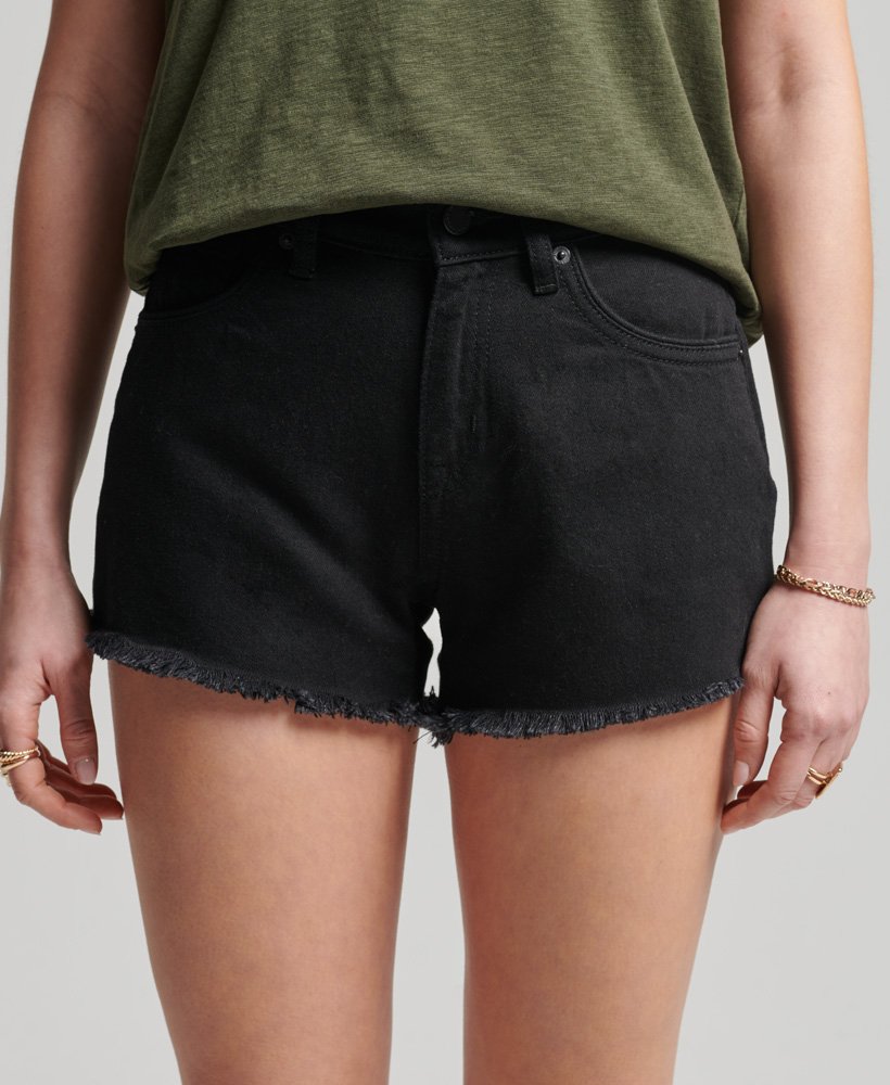 szorty jeansowe z wysokim stanem organic cotton studios w kolorze czarnym