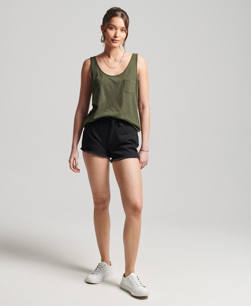 szorty jeansowe z wysokim stanem organic cotton studios w kolorze czarnym