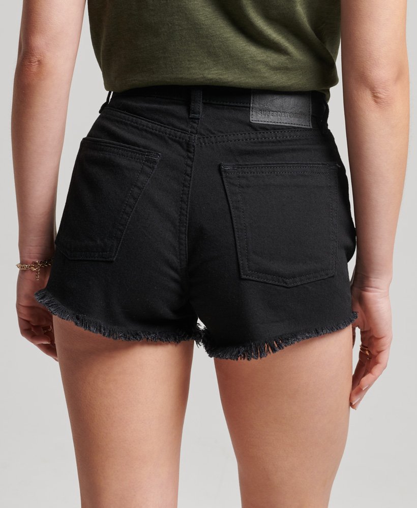 szorty jeansowe z wysokim stanem organic cotton studios w kolorze czarnym