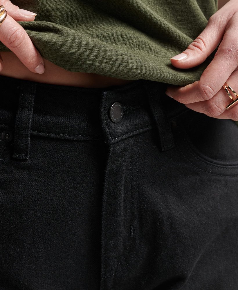 szorty jeansowe z wysokim stanem organic cotton studios w kolorze czarnym