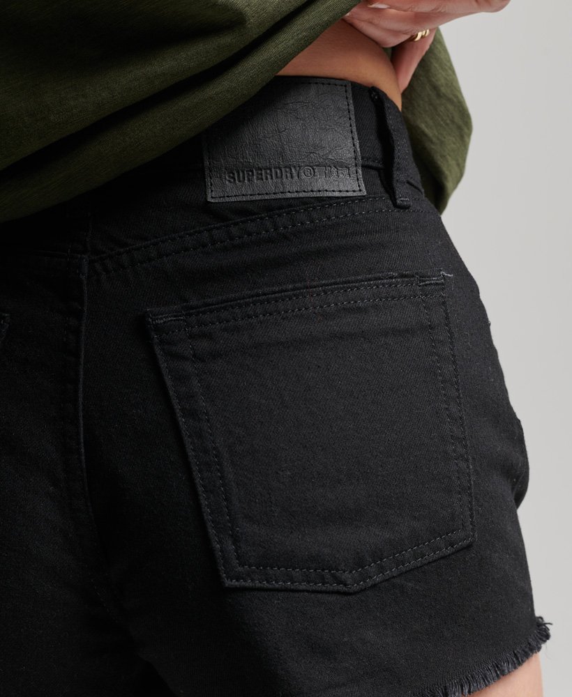 szorty jeansowe z wysokim stanem organic cotton studios w kolorze czarnym