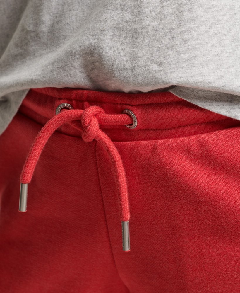 szorty z organicznej bawełny w stylu vintage z logo w kolorze papai i czerwonego melanżu