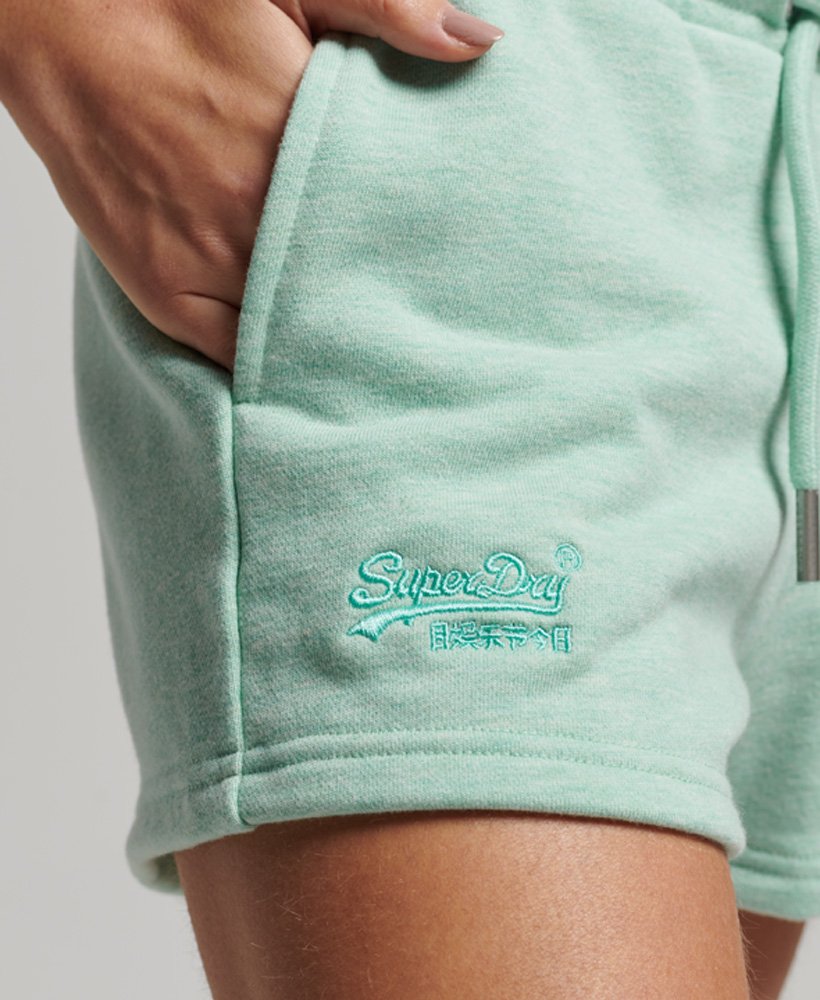 szorty z haftowanym logo w stylu vintage w kolorze miętowym melanżowym