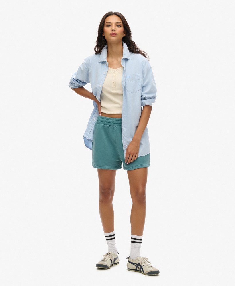 spodenki dresowe vintage wash w kolorze hydro dark turquoise