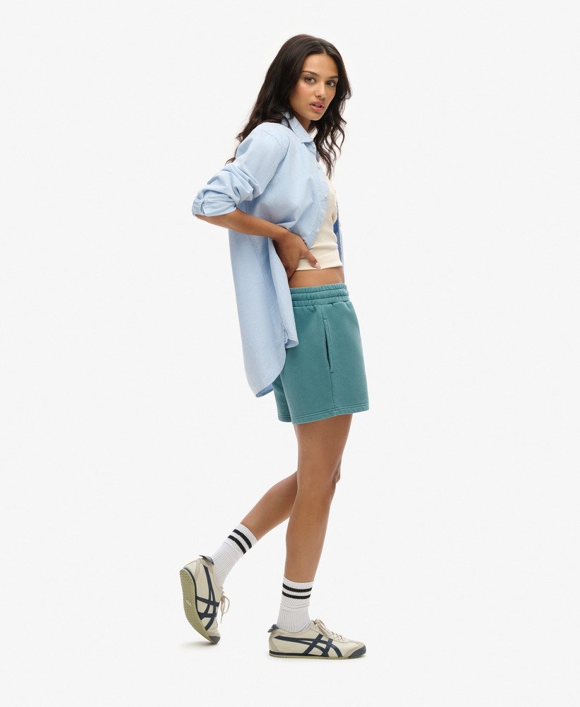 spodenki dresowe vintage wash w kolorze hydro dark turquoise