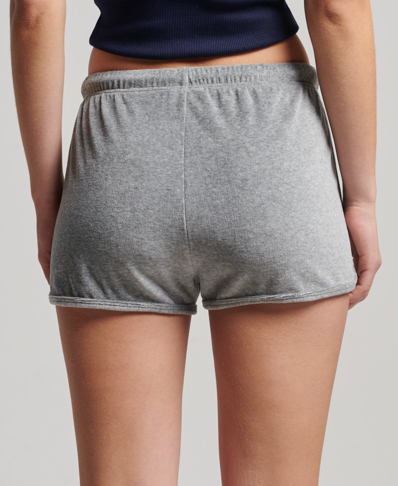 spodenki wyścigowe vintage logo velour w kolorze szary melanŻ