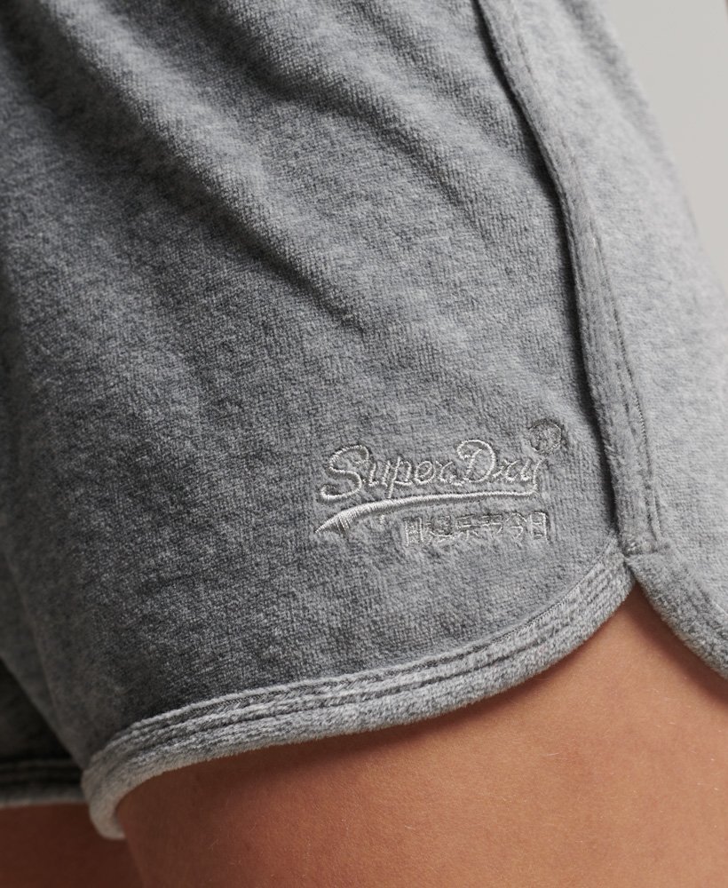 spodenki wyścigowe vintage logo velour w kolorze szary melanŻ