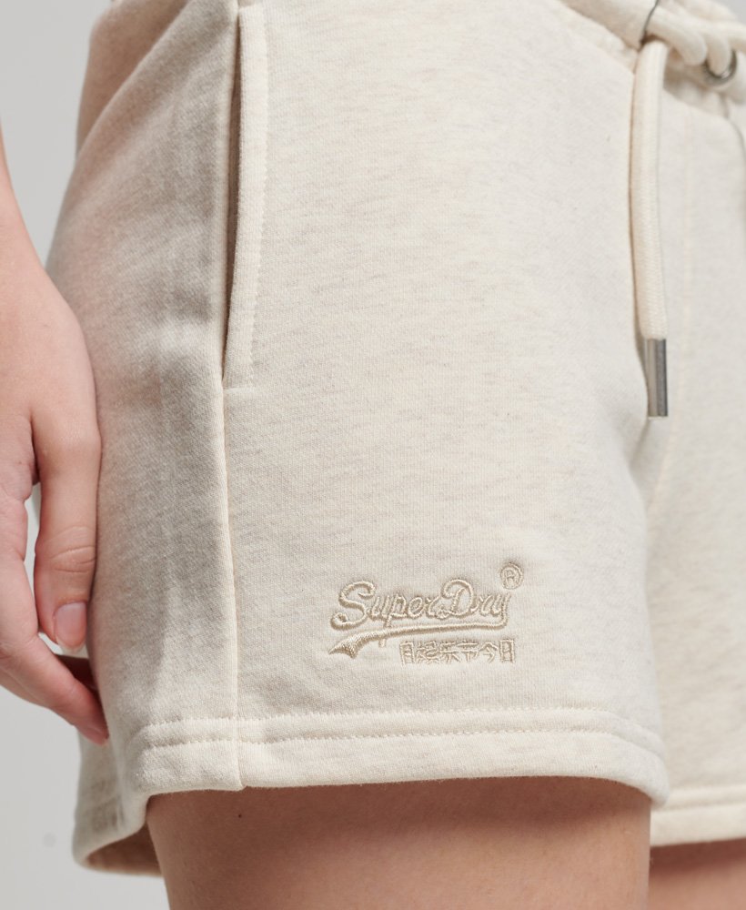 szorty z haftowanym logo w stylu vintage w kolorze jasnej owsianki melanżowej