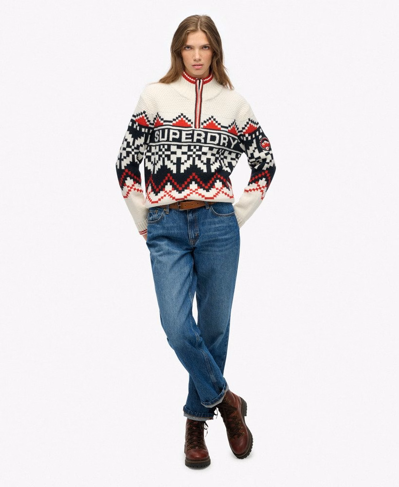 Sweter z półzamkiem Intarsia