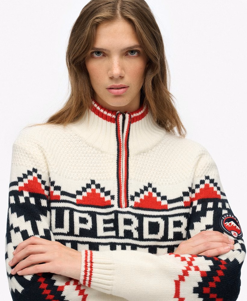 Sweter z półzamkiem Intarsia