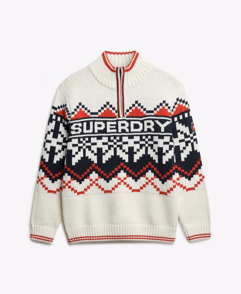 Sweter z półzamkiem Intarsia