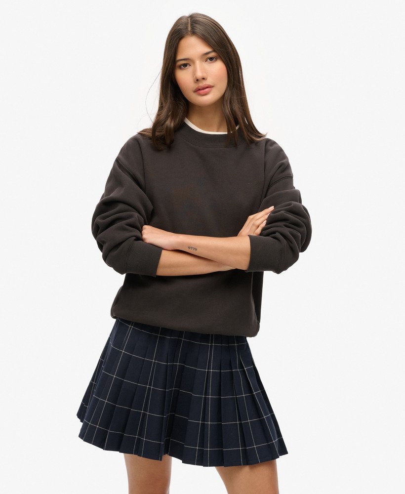 spódnica mini w stylu vintage plisowana w kratkę w stylu vintage granatowym