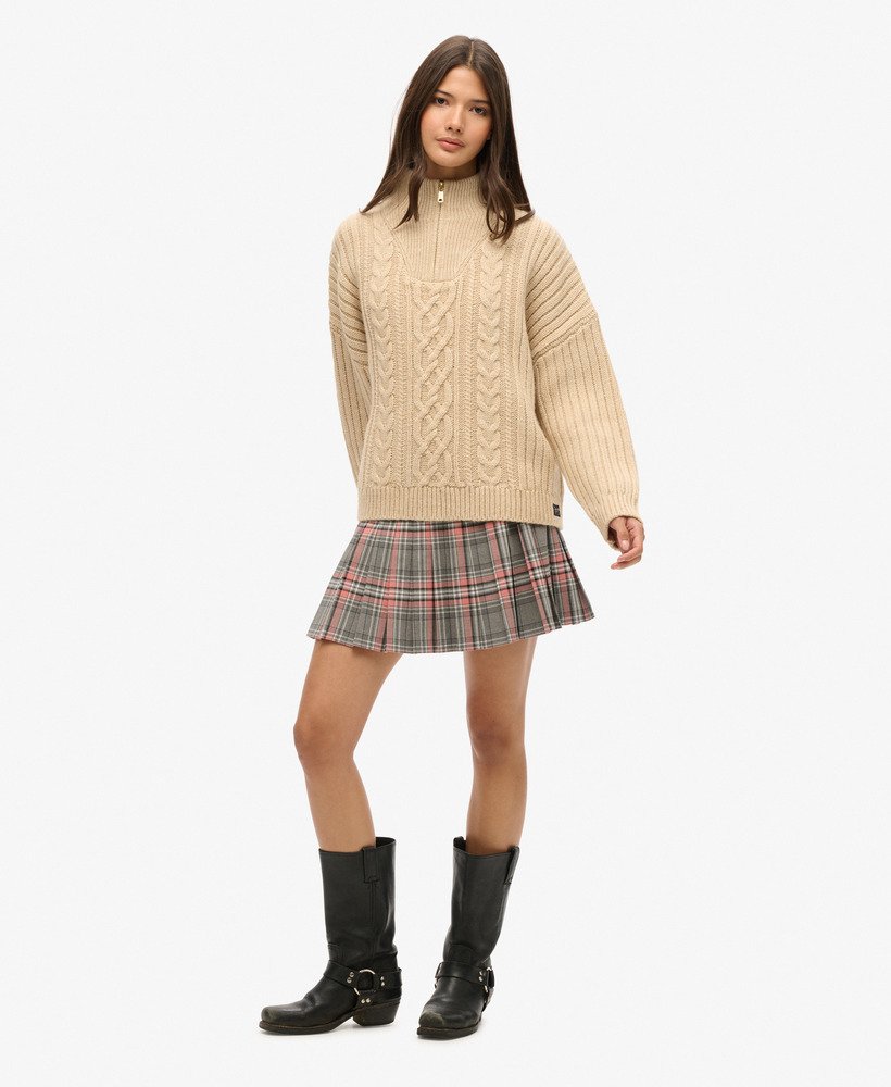 spódnica mini w stylu vintage plisowana w różową kratkę
